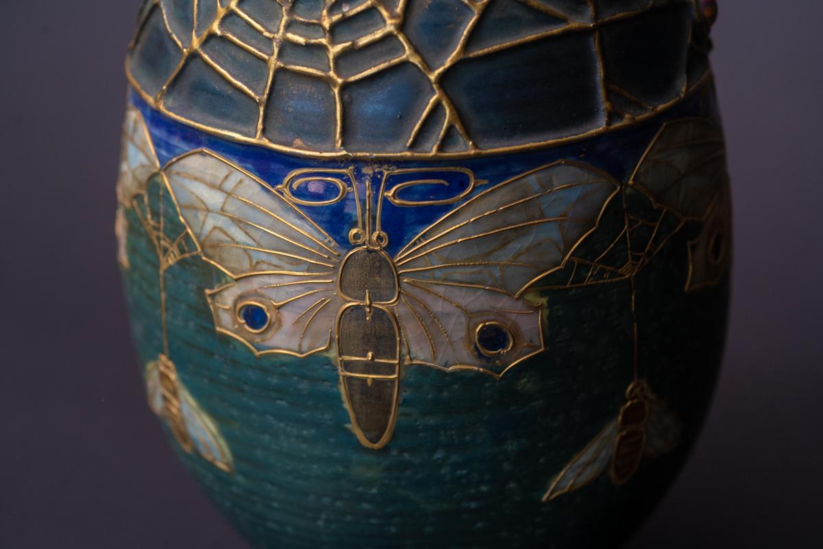 Butterflies and Bees Amphora Semiramis Vase - Art Nouveau Art by Alfred Stellmacher