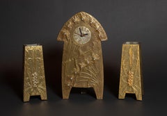Antique Dandelion & Thistle 3-piece Mantle Clock Set