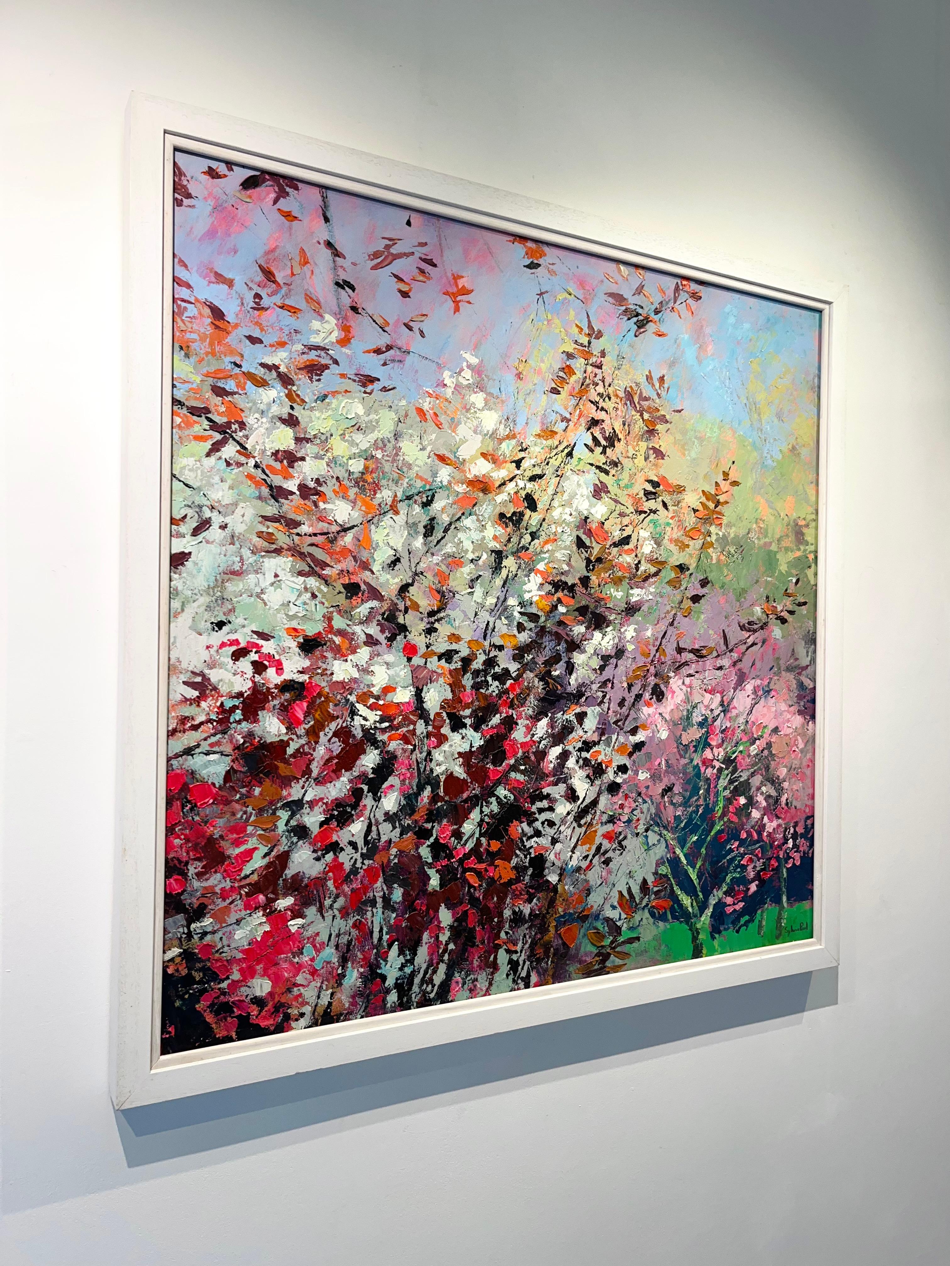 Hear the Birds Sing-original abstract floral landscape painting-contemporary Art - Expressionnisme abstrait Painting par Sylvia Paul