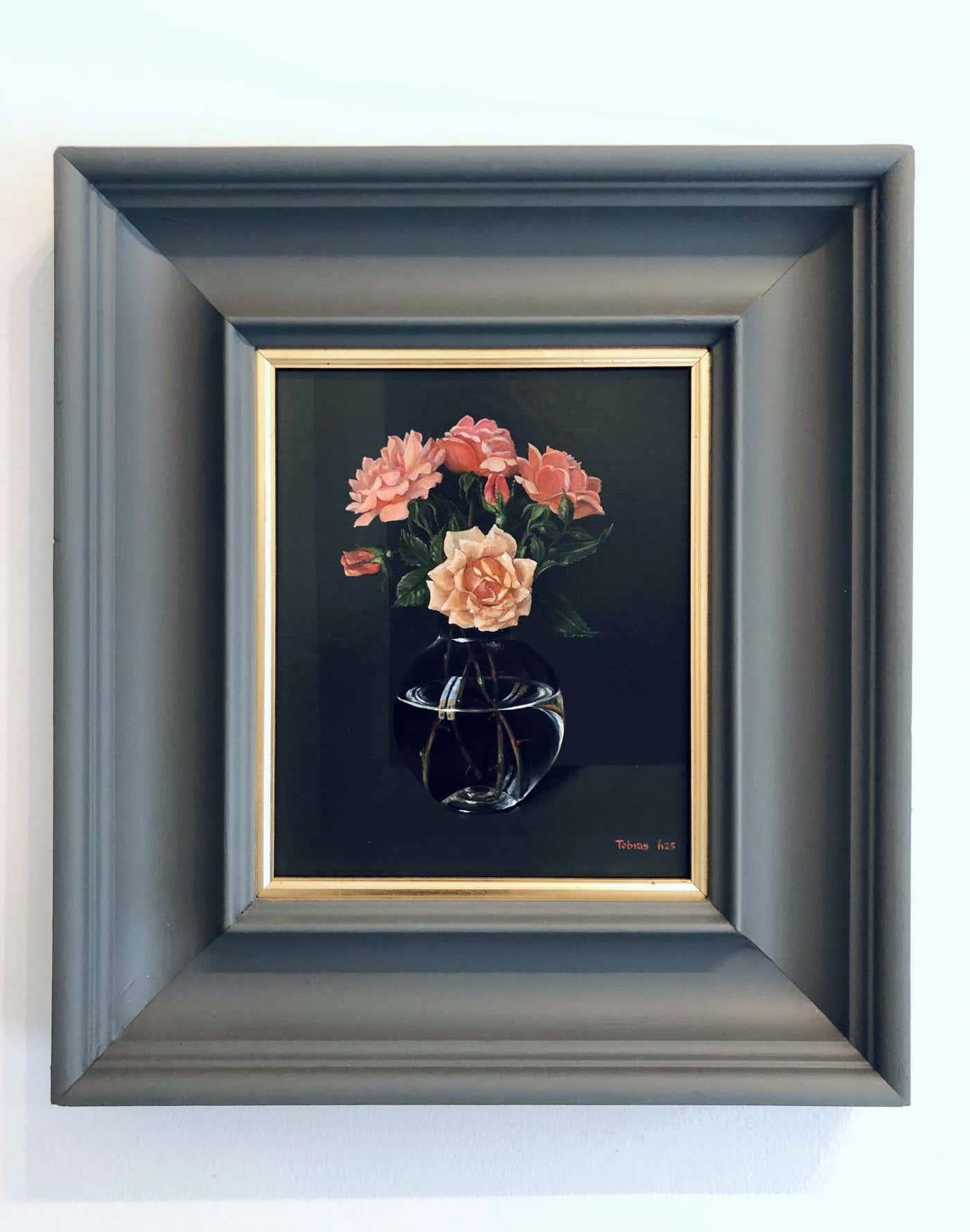 Roses from Rene-original hyper realism still life oil paintings-contemporary Art - Painting by Tobias Harrison