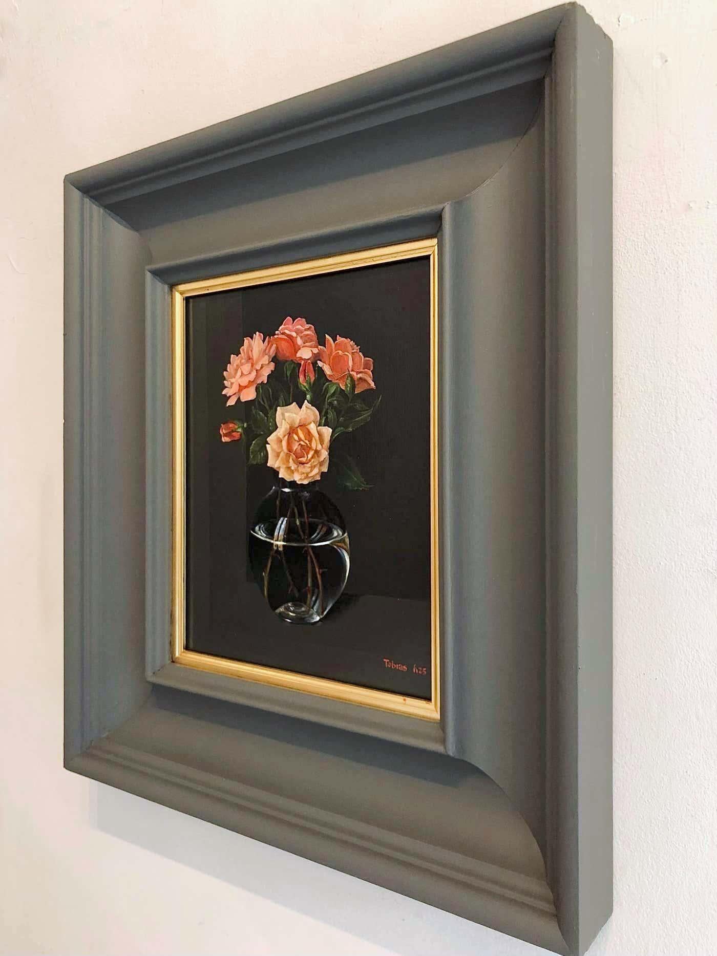 Roses from Rene-original hyper realism still life oil paintings-contemporary Art - Realist Painting by Tobias Harrison