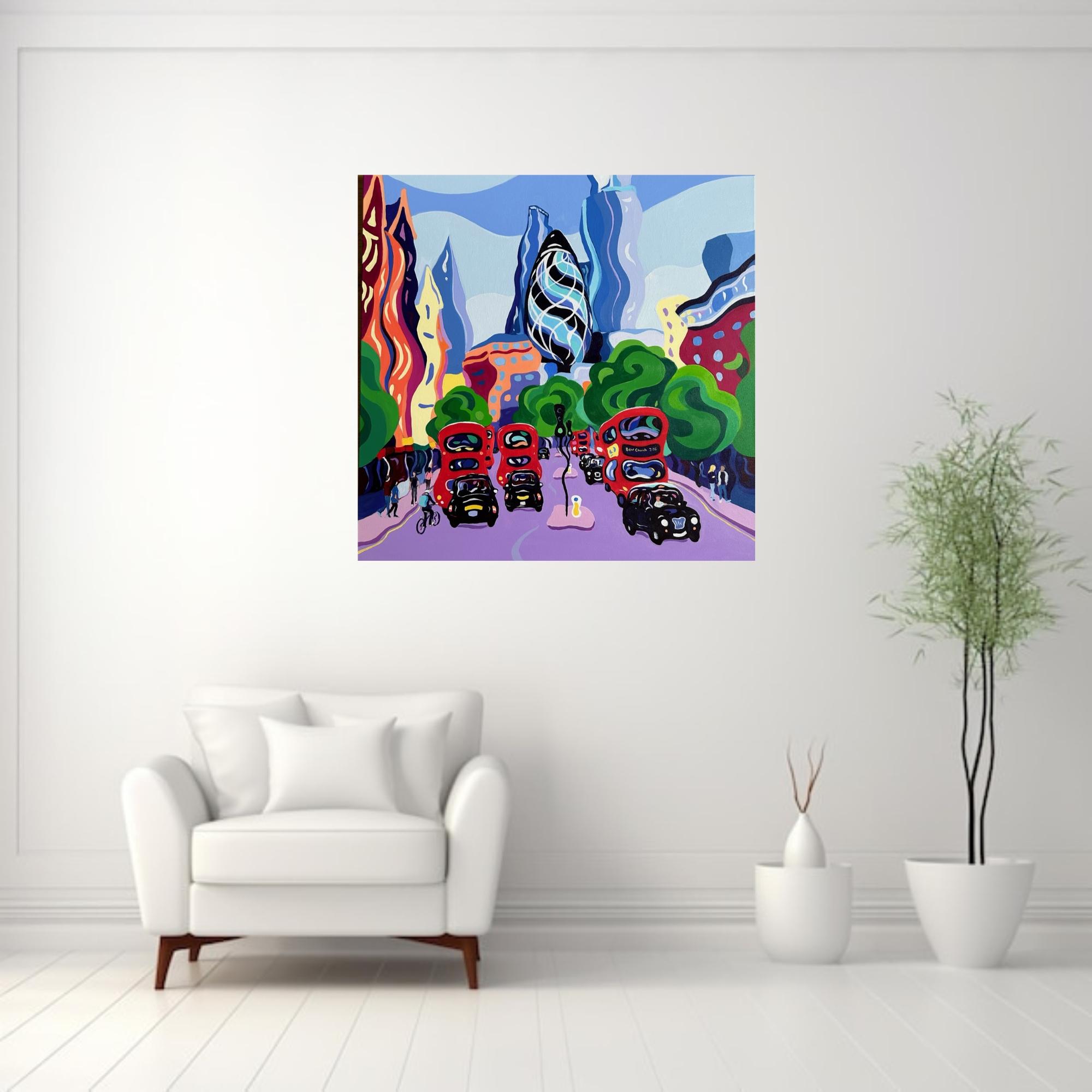 Towards the city -original surreal realism cityscape painting-contemporary art For Sale 1