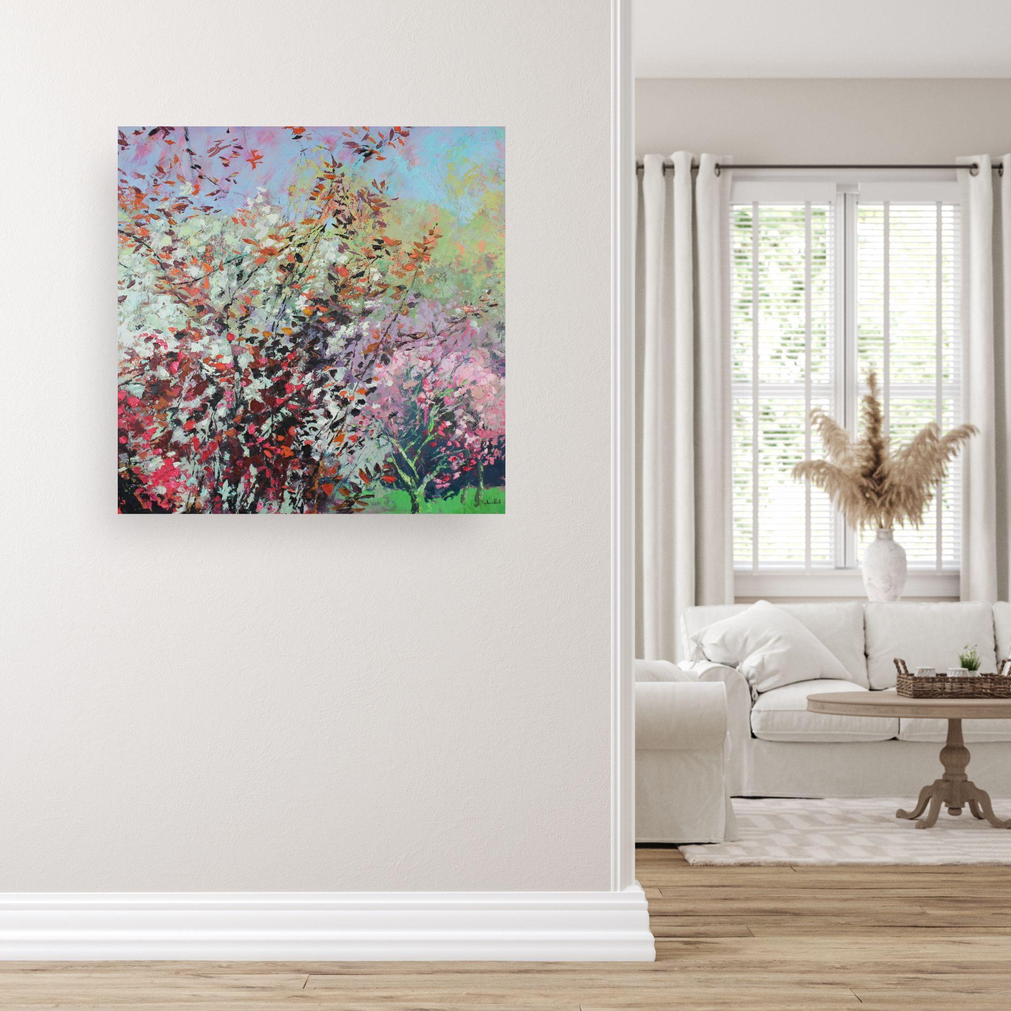 Hear the Birds Sing-original abstract floral landscape painting-contemporary Art For Sale 4