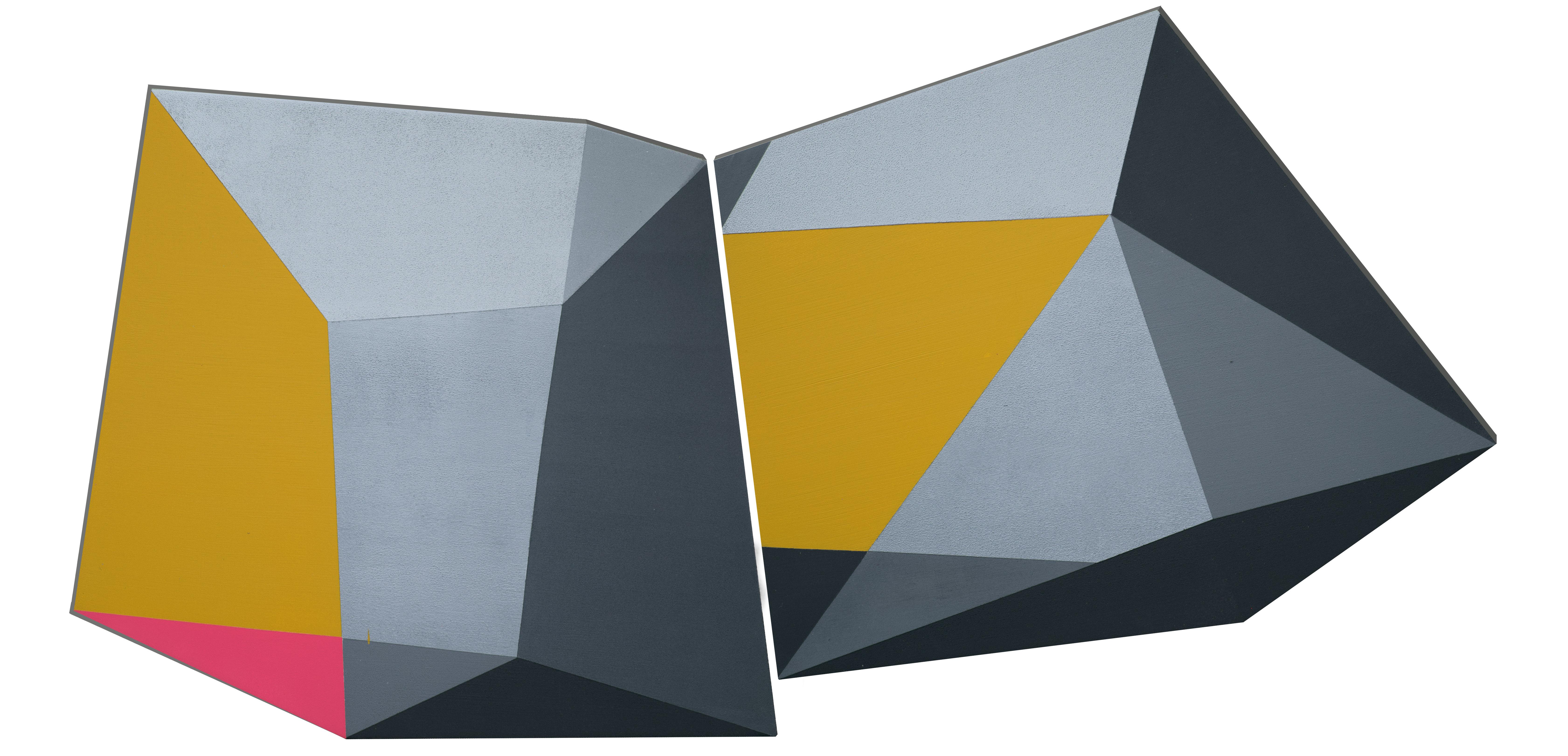 Singularity II Original Abstract Geometric Painting, Mixed Media, 42x90 cm