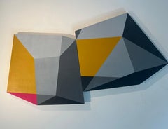 Singularity II Original Abstract Geometric Painting, Mixed Media, 42x90 cm