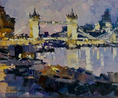 Tower Bridge,  London abstract city landscape painting