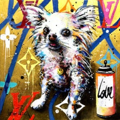 Luxury Chihuahua, gold version original pop art painting