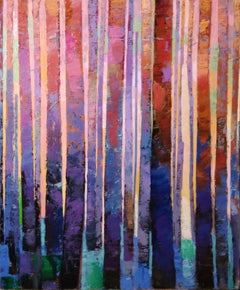 Evening Light  original abstract forest landscape painting Contemporary Art 21st