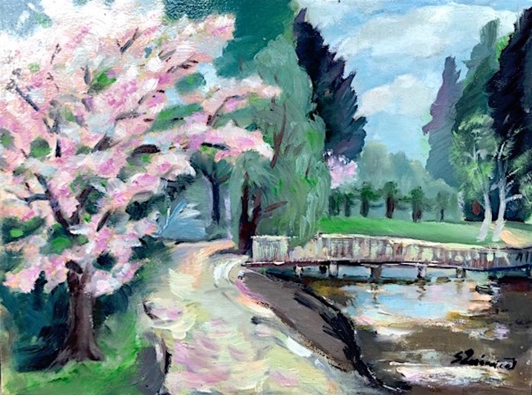 Signe Zusevica Abstract Painting - Regents park study original landscape painting