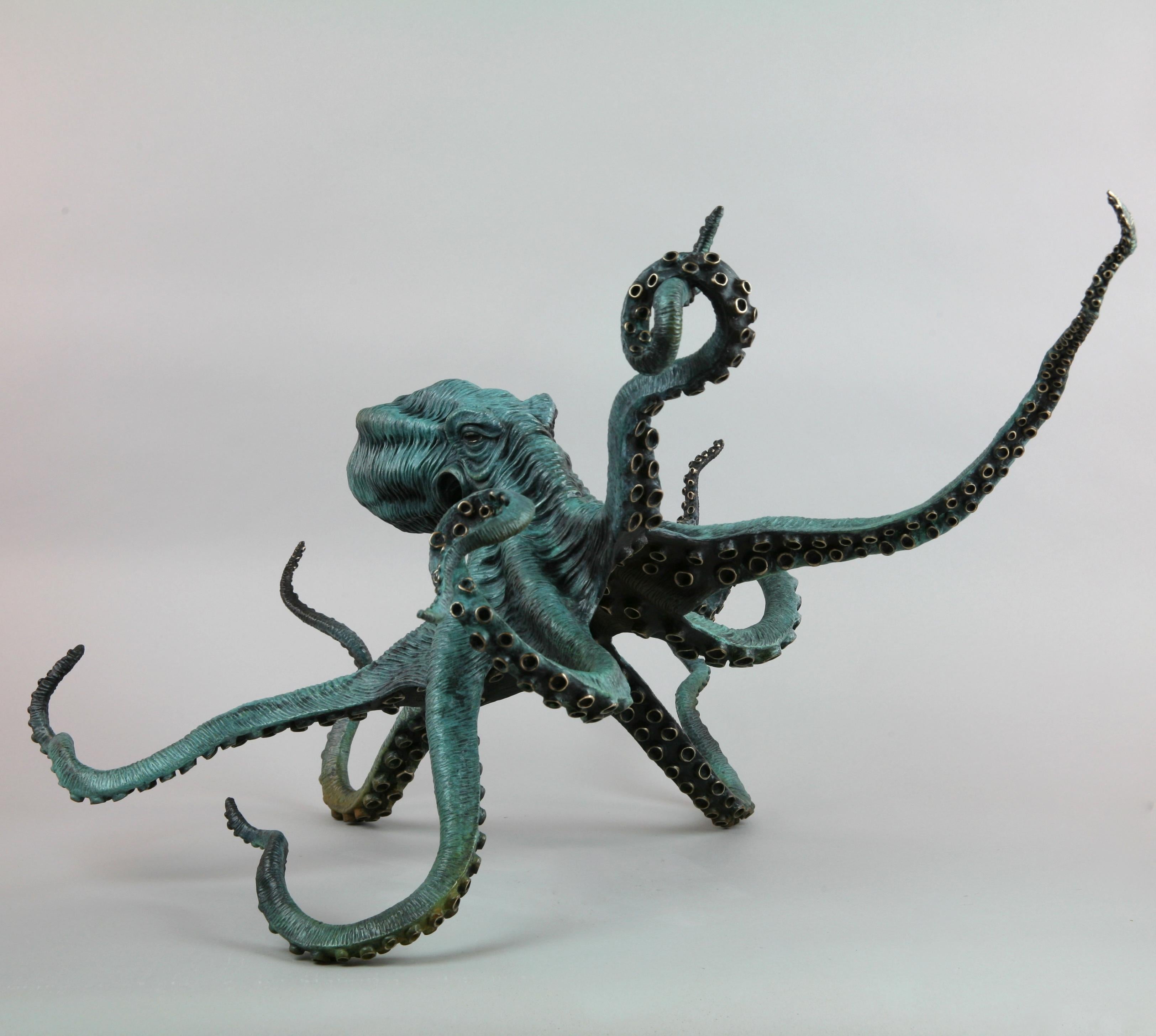 Octopus - bronze sculpture- limited edition- Modern- Contemporary  - Abstract Impressionist Sculpture by Andrzej Szymczyk
