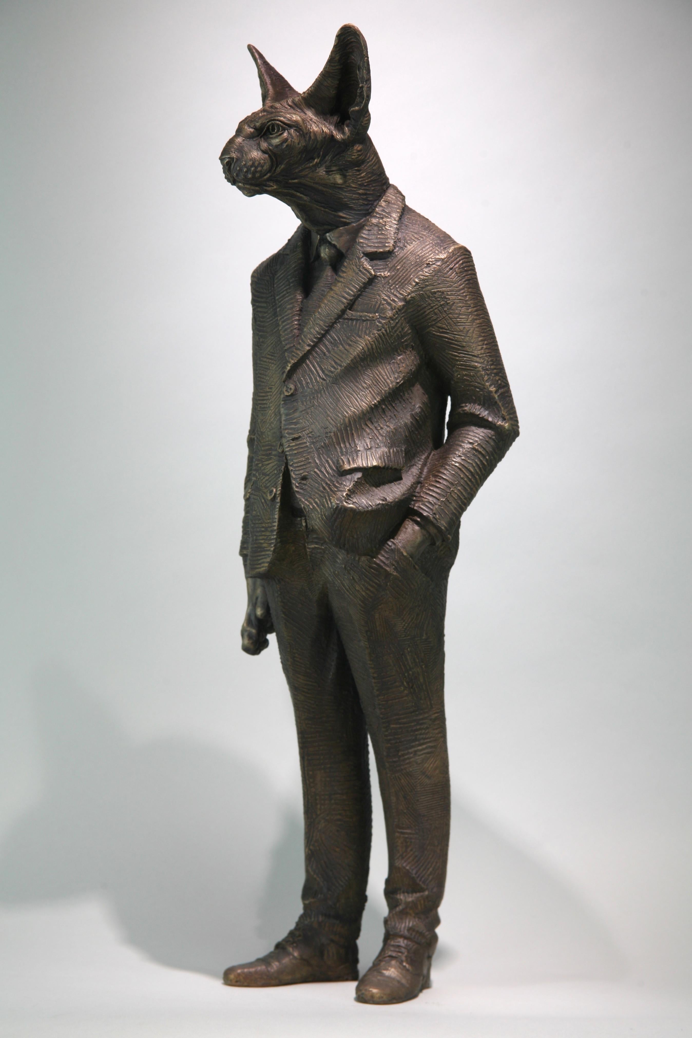 'Sphynxman'; figurative bronze sculpture, Limited Edition of 8. 

Andrzej graduated with an MA degree in Fine Arts in the faculty of Sculpture from The Academy of Fine Arts in Krakow in 2012. He also studied at The Newcastle University at the