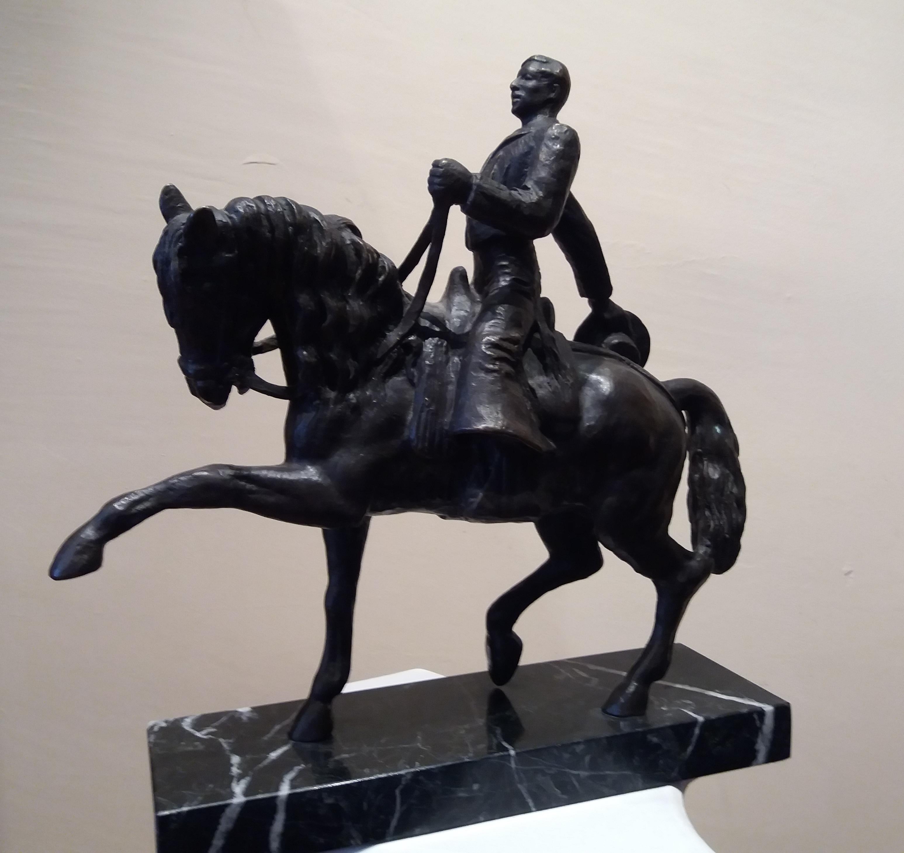 BRONCE HORSE AND RIDER bronze sculpture classic For Sale at 1stDibs