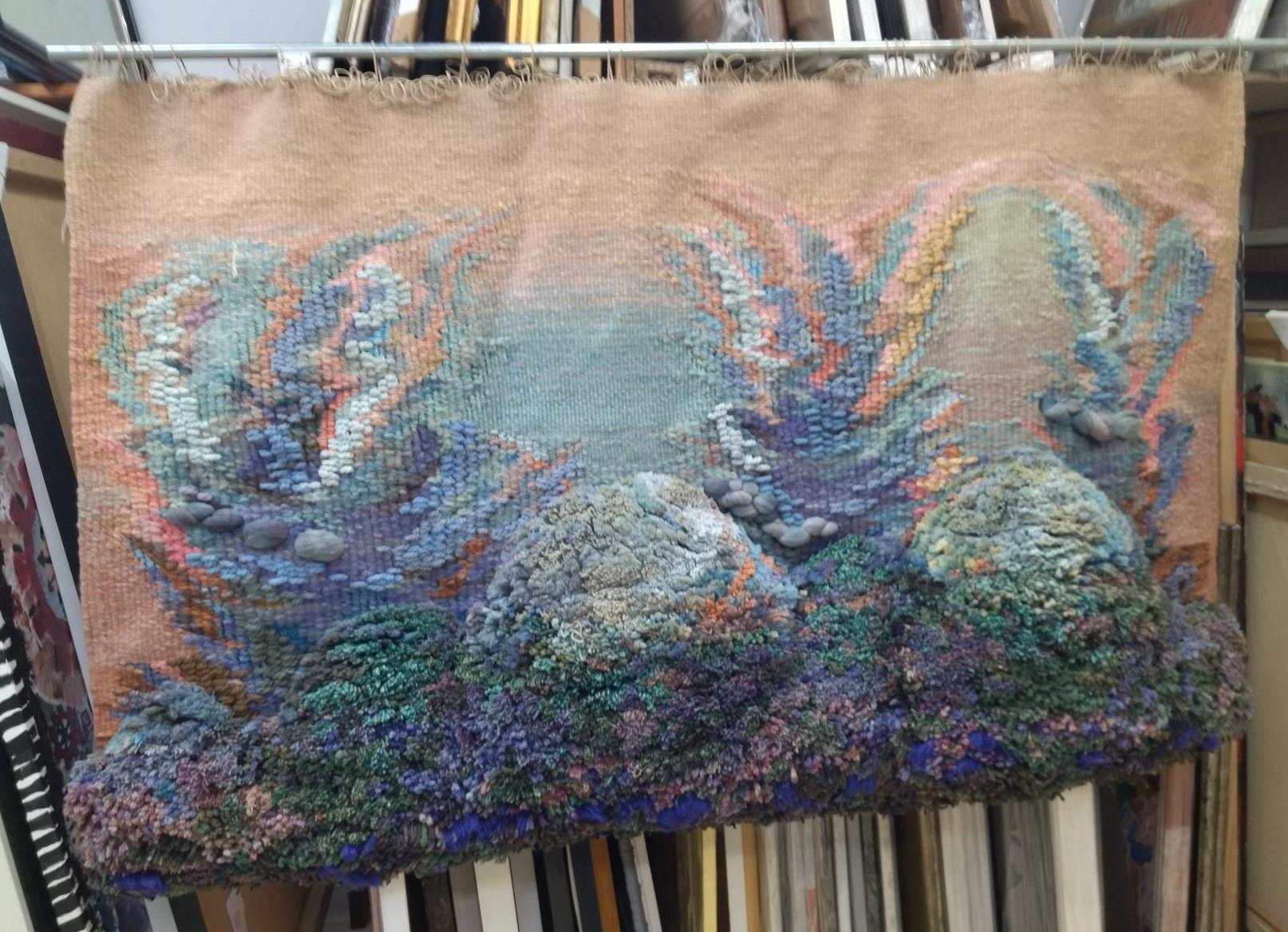 Raventos   Big Ocher Blue Green  Original tapestry For Sale 2
