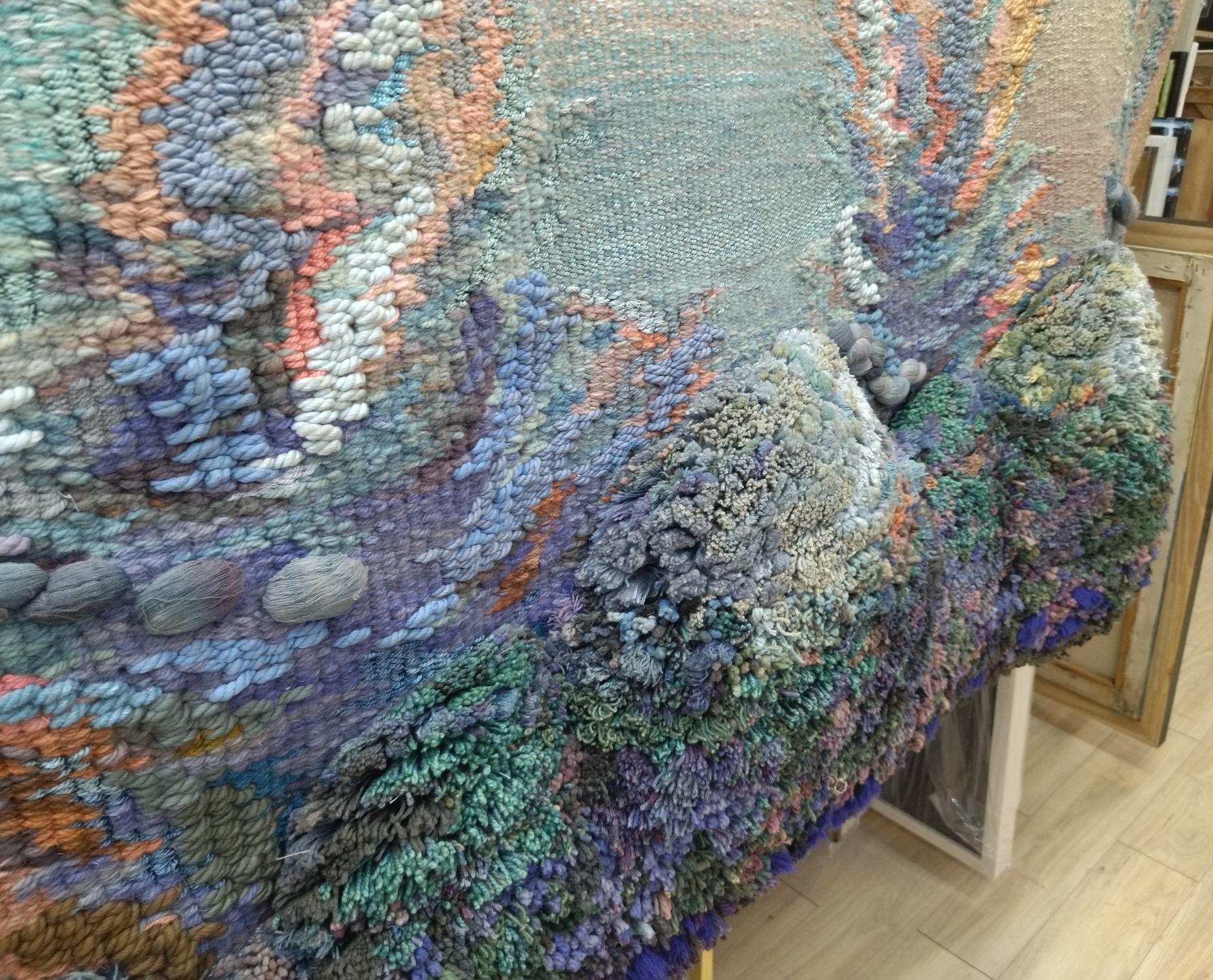 Raventos   Big Ocher Blue Green  Original tapestry For Sale 3