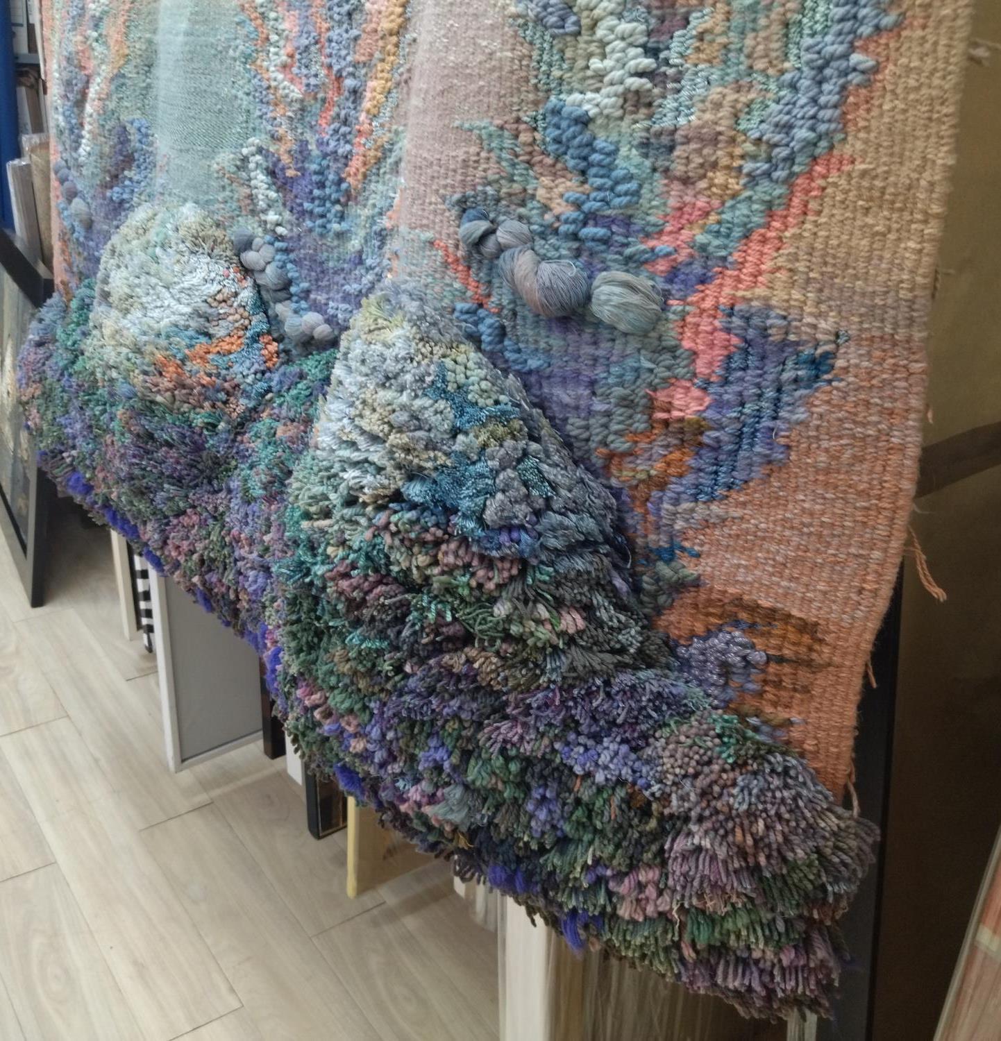 Raventos   Big Ocher Blue Green  Original tapestry For Sale 5