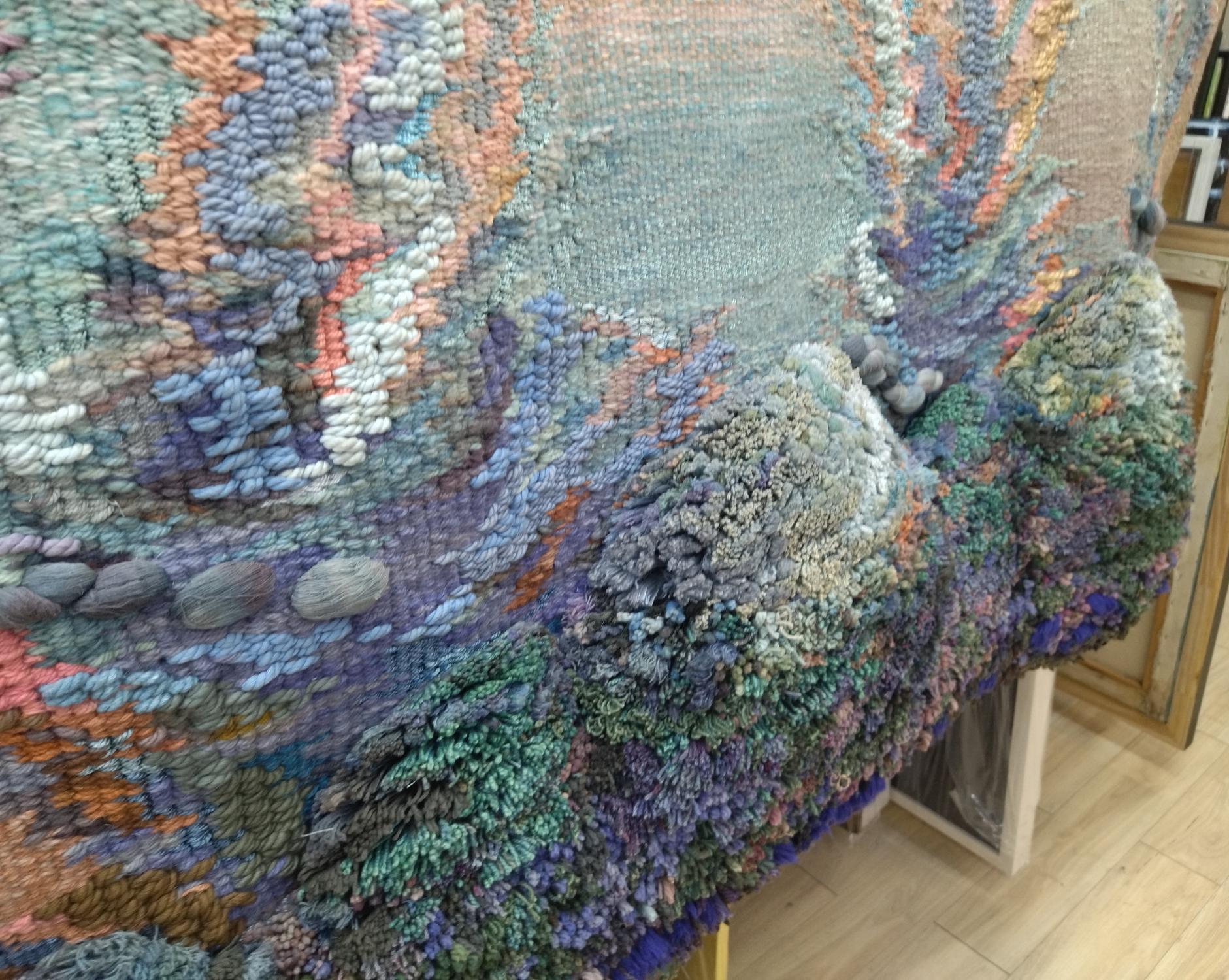 Raventos   Big Ocher Blue Green  Original tapestry For Sale 6