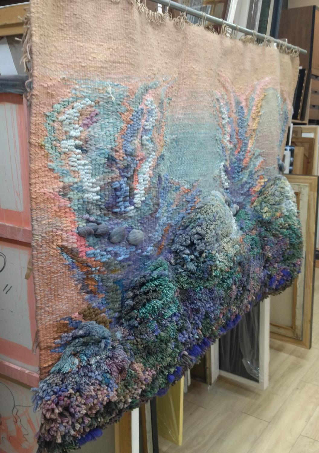 Raventos   Big Ocher Blue Green  Original tapestry For Sale 7