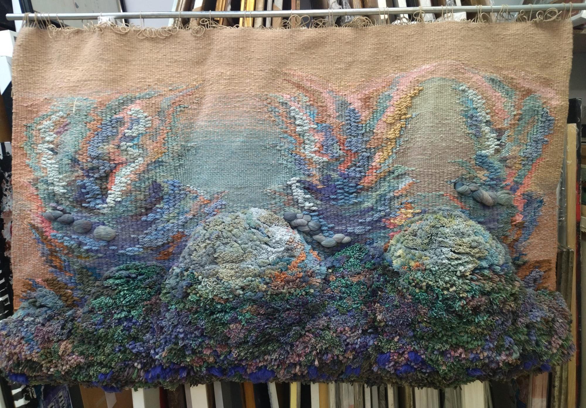 Raventos   Big Ocher Blue Green  Original tapestry For Sale 8
