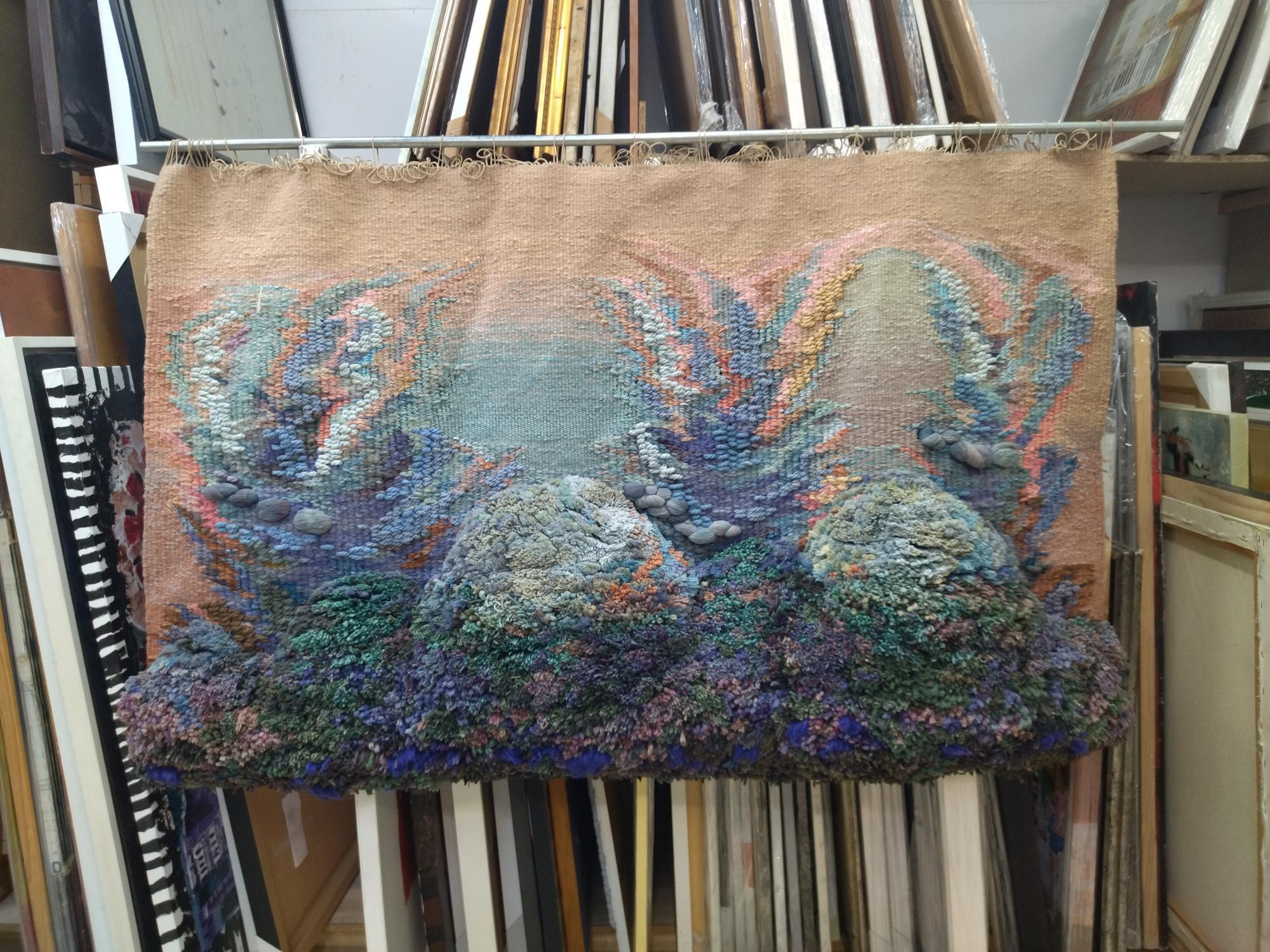 Raventos   Big Ocher Blue Green  Original tapestry For Sale 9