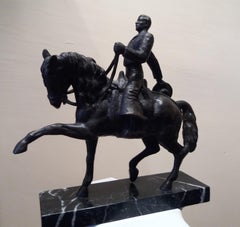 HORSE AND RIDER bronze sculpture classic