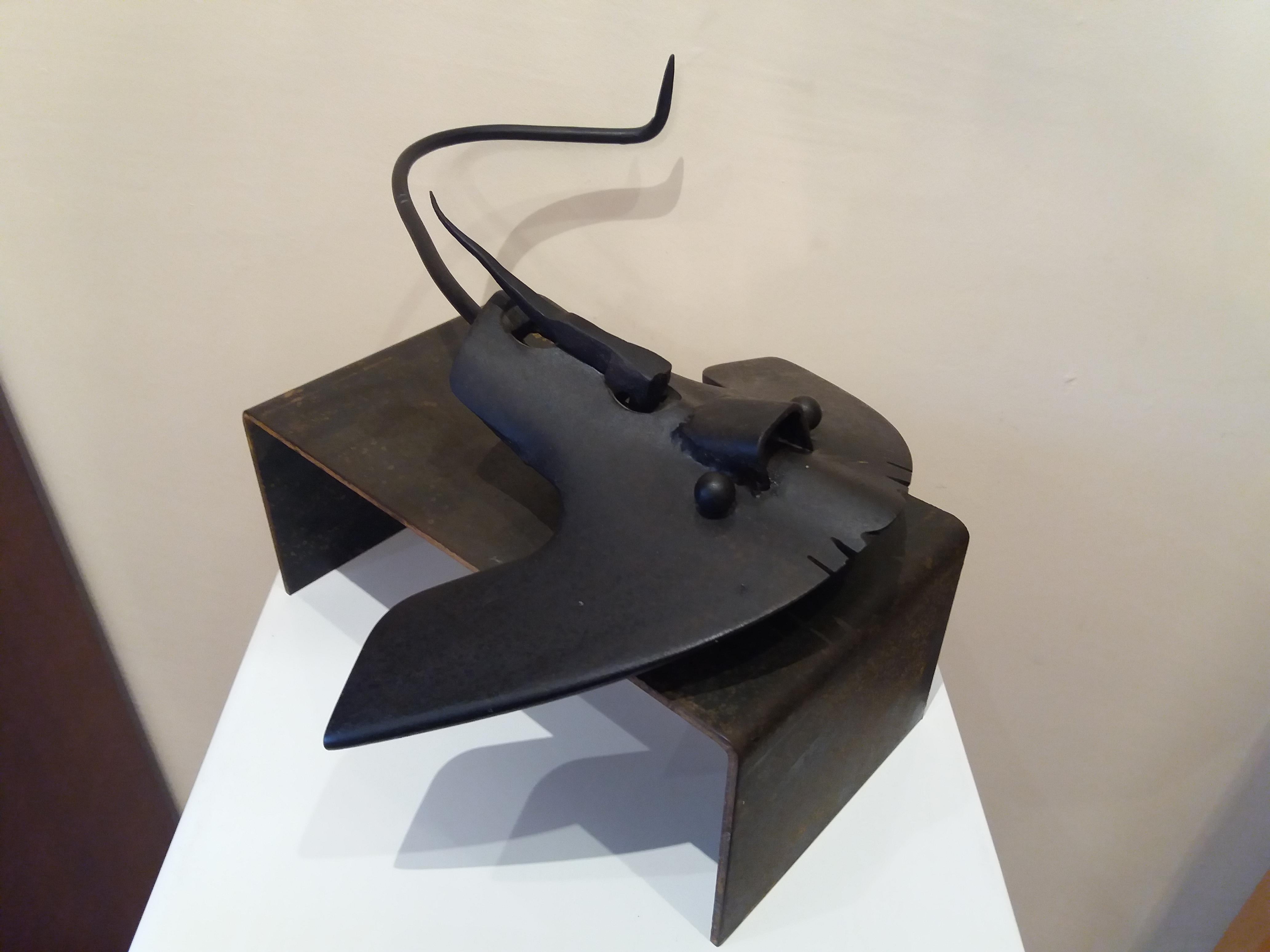 E. ALEMANY Figurative Sculpture - Pez manta Original  unic contemporary iron sculpture