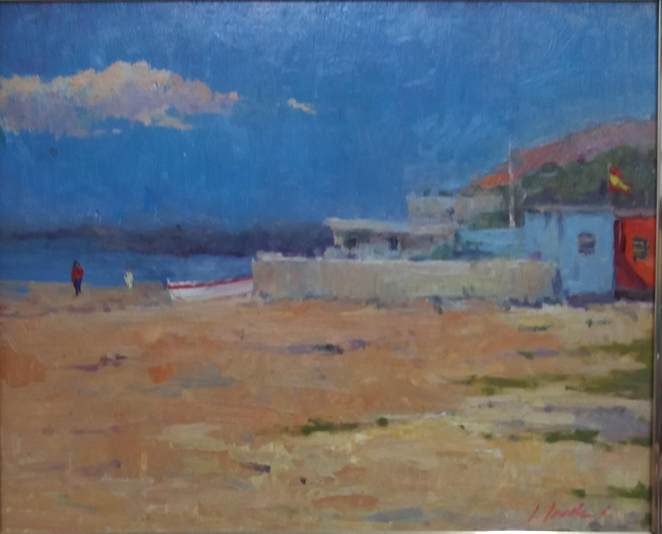 J. JORDI Landscape Painting - Marina. original acrylic expressionist painting