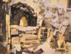 "Ruinas", Duco and Tempera on Paper, Modern Filipino-Mexican Art, 1956