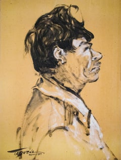 "Perfil Mexicano", Duco and Tempera on Paper, Modern Filipino-Mexican Art,  1957