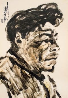 "Mexican Man", Duco and Tempera on Paper, Modern Filipino-Mexican Art, 1958