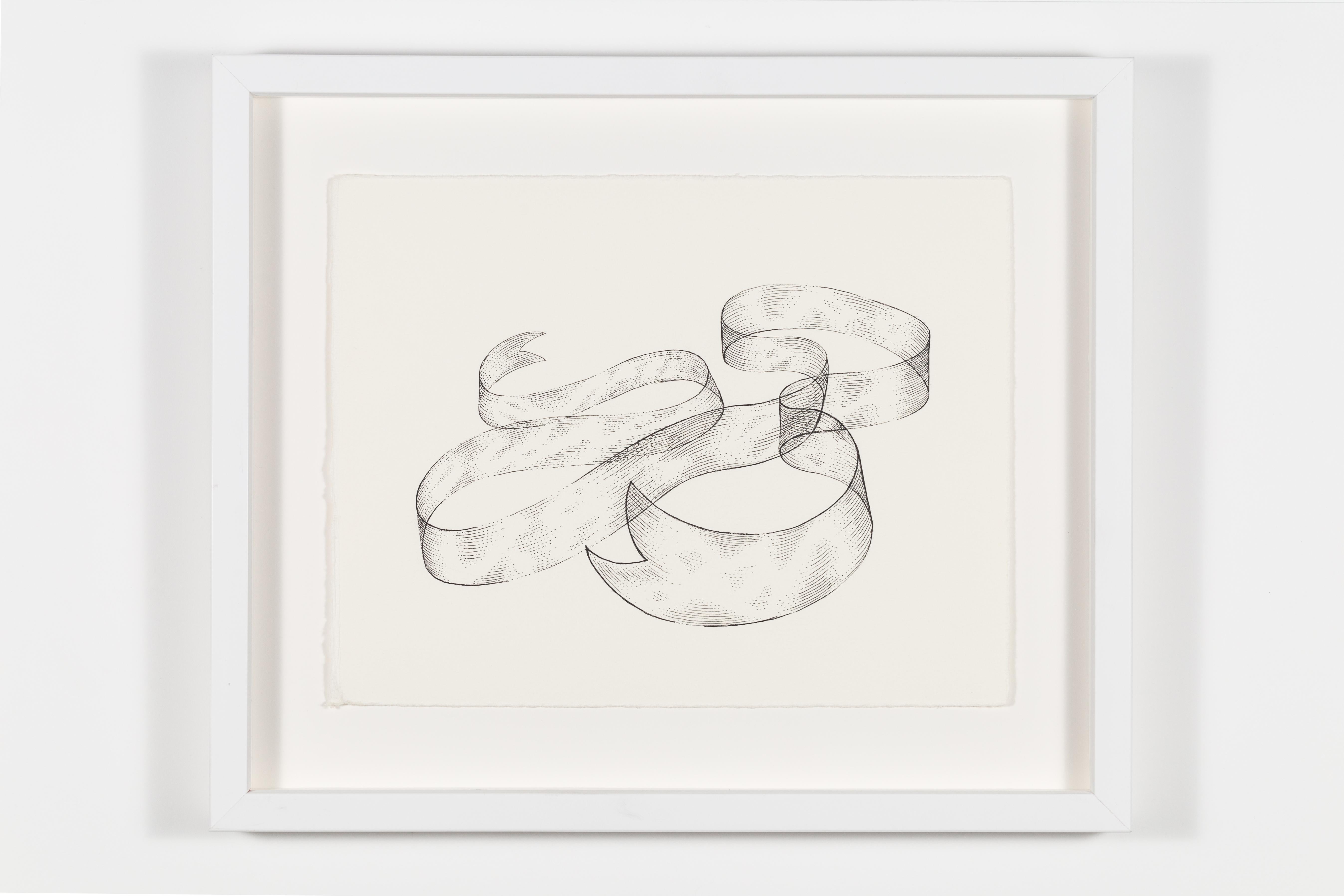 Almost Invisible Motto - White Abstract Drawing by Renato Garza Cervera
