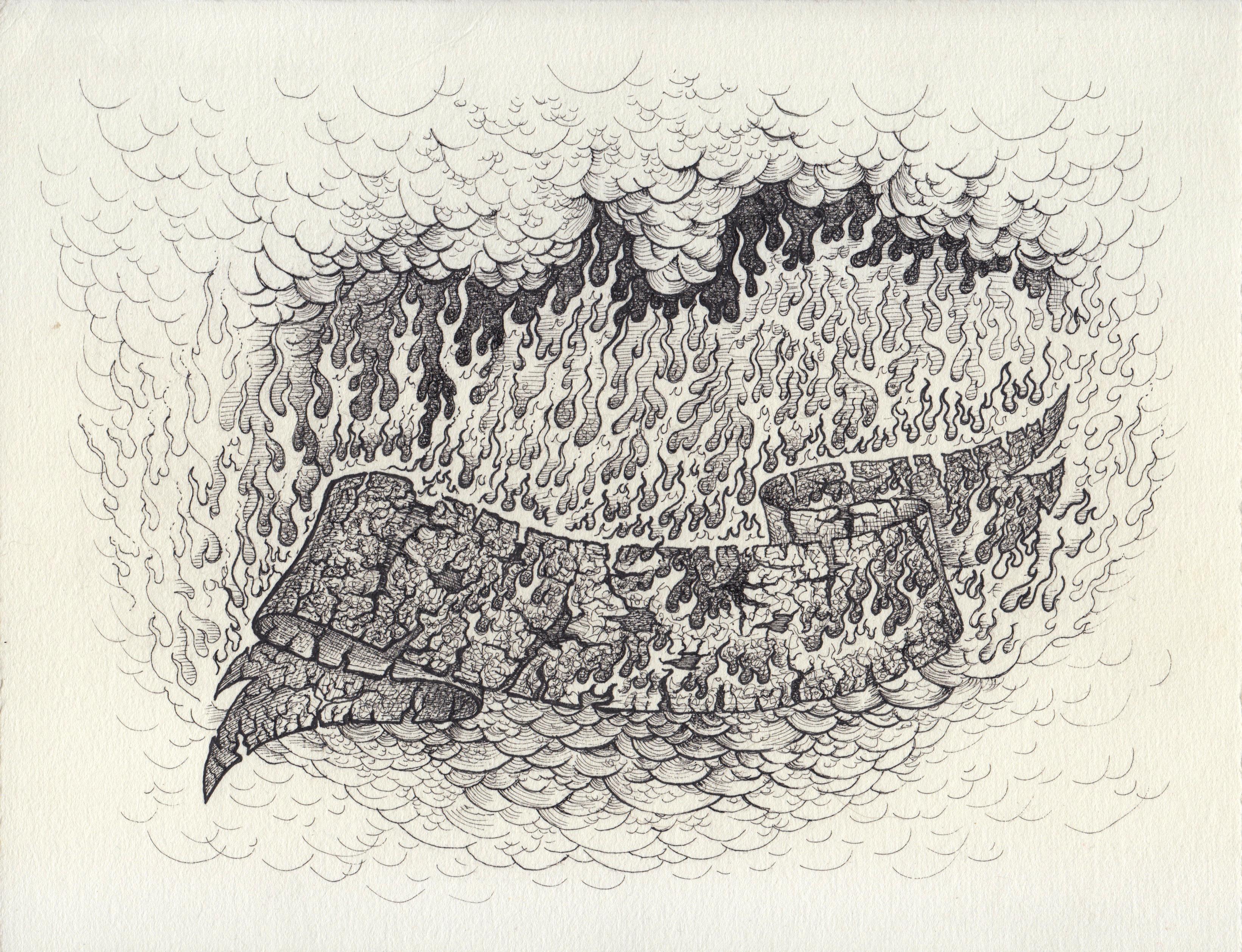 Renato Garza Cervera Abstract Drawing - Scorched Motto
