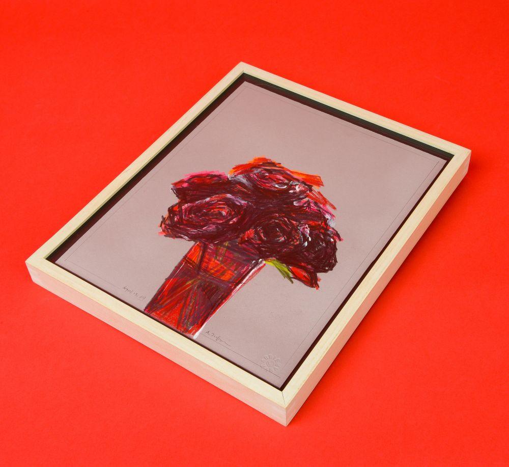 Rote Rosen in rotem Glas Becher 4.13.09 – Art von Abbie Zabar