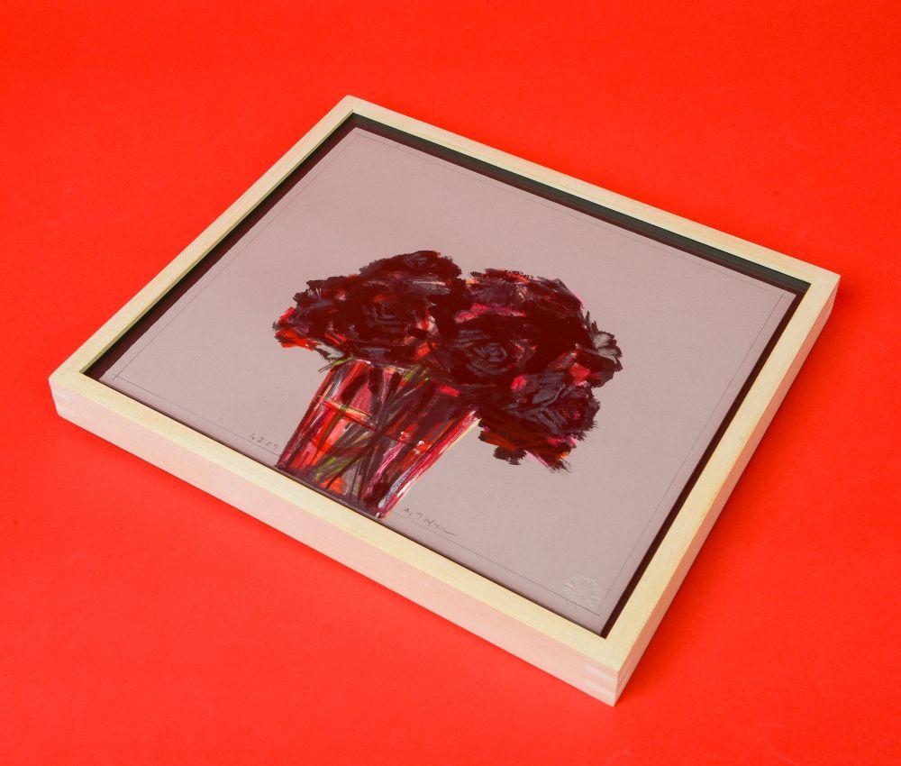 Rote Rosen in rotem Glas Becher 1.2.09 (Expressionismus), Art, von Abbie Zabar