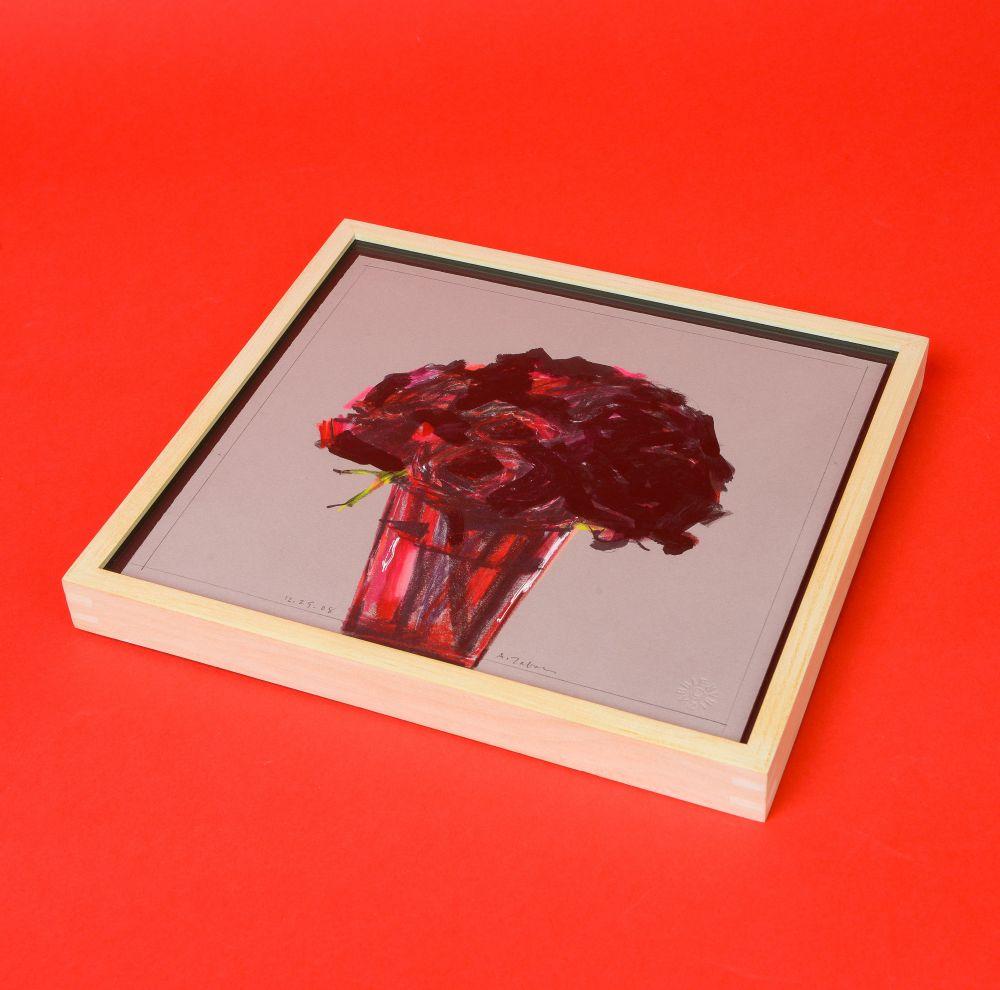 Rote Rosen in rotem Glas Becher 12.29.08 – Art von Abbie Zabar