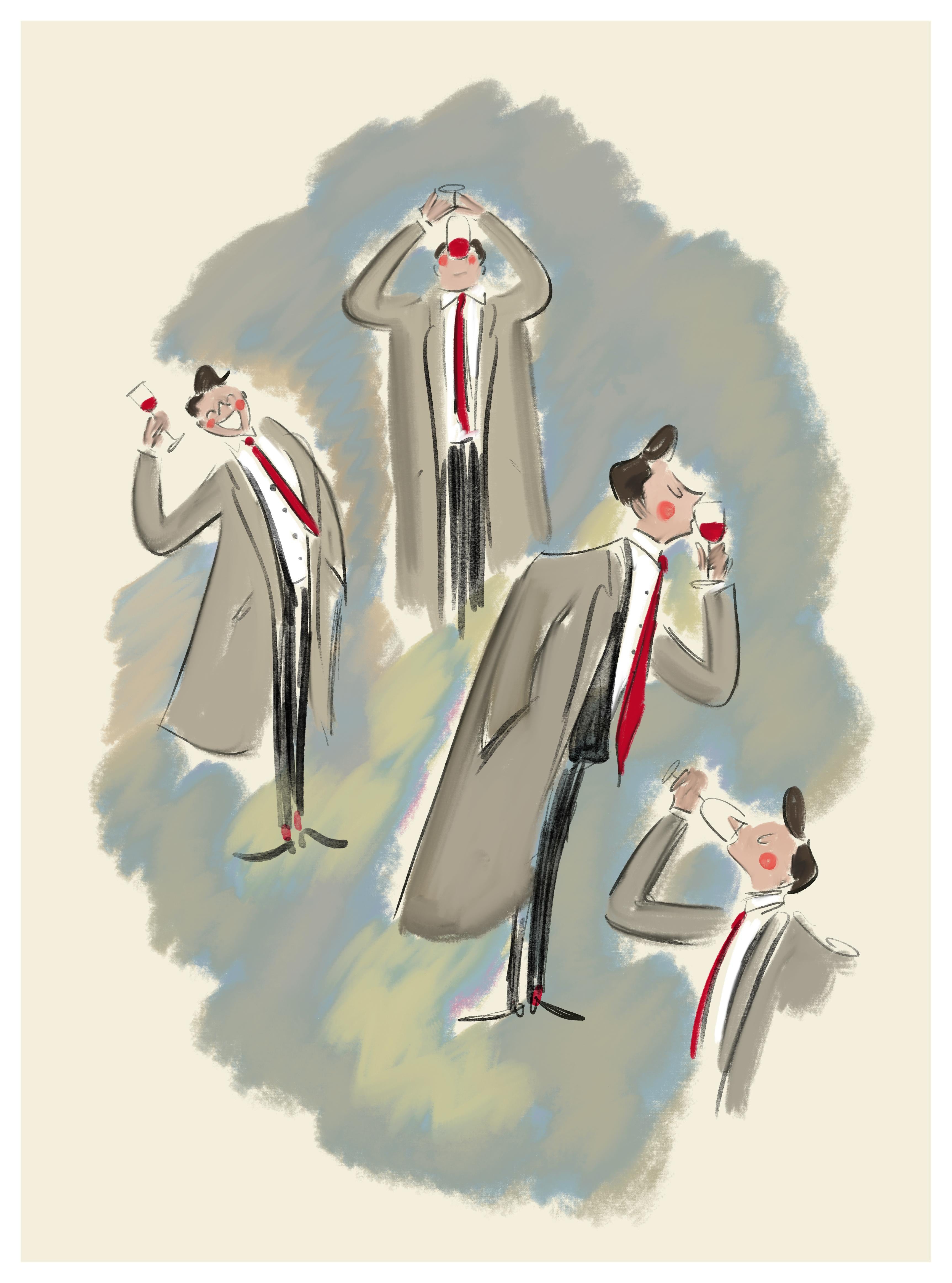 Tug Rice Figurative Print - The Wine Connoisseur