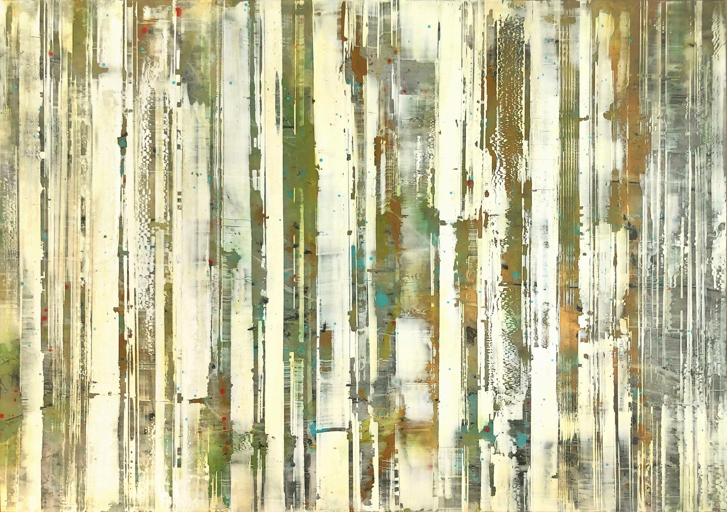 Greg Ragland Landscape Painting - Parallel Layers 26, Gold & Green