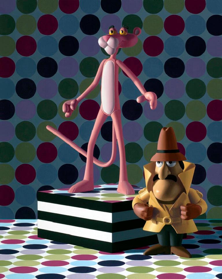 Nate Ronniger Still-Life Painting - Pink Panther and Inspector Clouseau