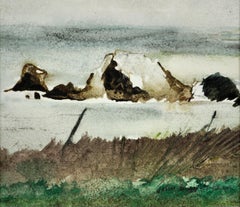 Berge und Meere. Original-Aquarell mit Meereslandschaft. John Knapp-Fisher. West Wales.