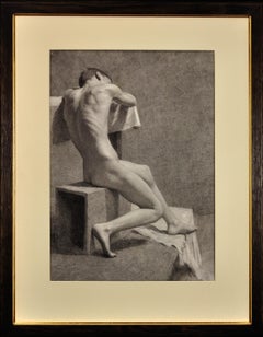 Male Nude Life Model, Nottingham School of Art 1895.Victorian Life Drawing Class