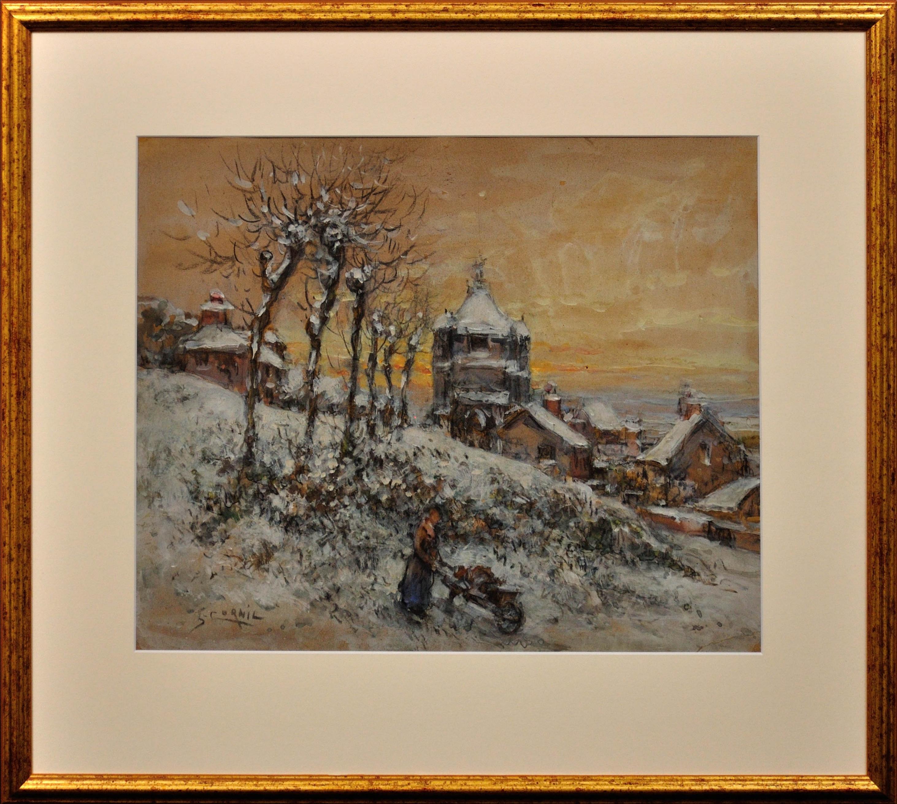 Landscape Painting de Gaston Cornil - Récupérant Du Carburant Pour L'Hiver Reunir Combustible de Invierno El Periodo de la Gran Guerra