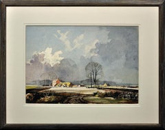 Première chute de neige de l'hiver dans une ferme du Kent Peinture encadrée d'un paysage du Kent