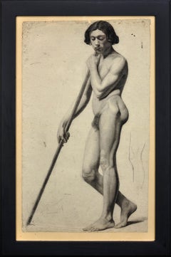 Drölling Estudiante Académico Vida Estudio De Un Desnudo Masculino Enmarcado 1840s Dibujo Francés