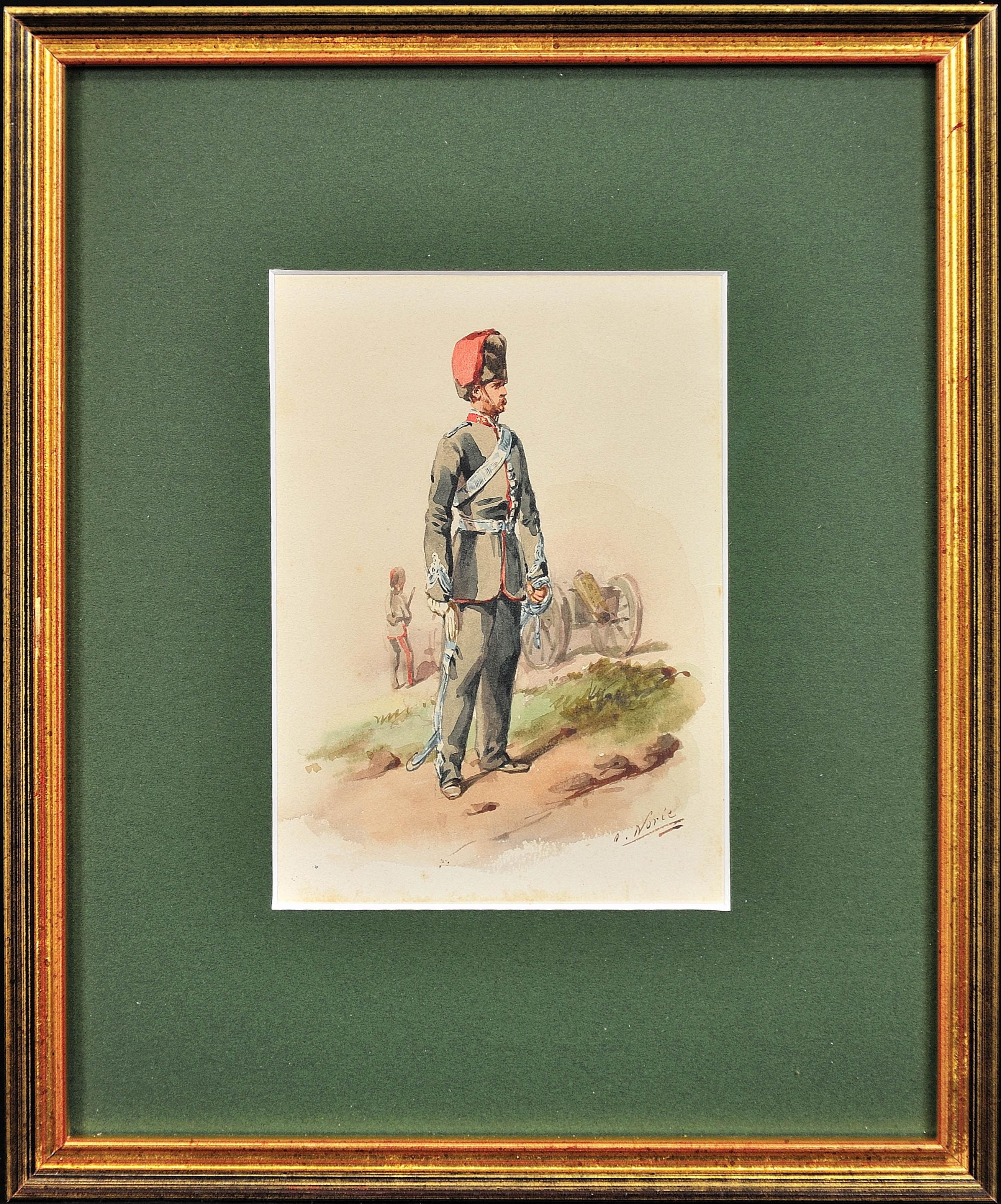 Orlando Norie Landscape Art - Royal Canadian Horse Artillery Officer.Army. Military Art. Original Watercolor.