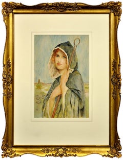 The Cloaked Shepherdess. Pre-Raphaelite. Arts and Crafts Aesthetics. Victorian.