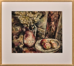 Vintage Wartime Still Life Watercolor by Important British Ceramic Pottery Sculptor 1944