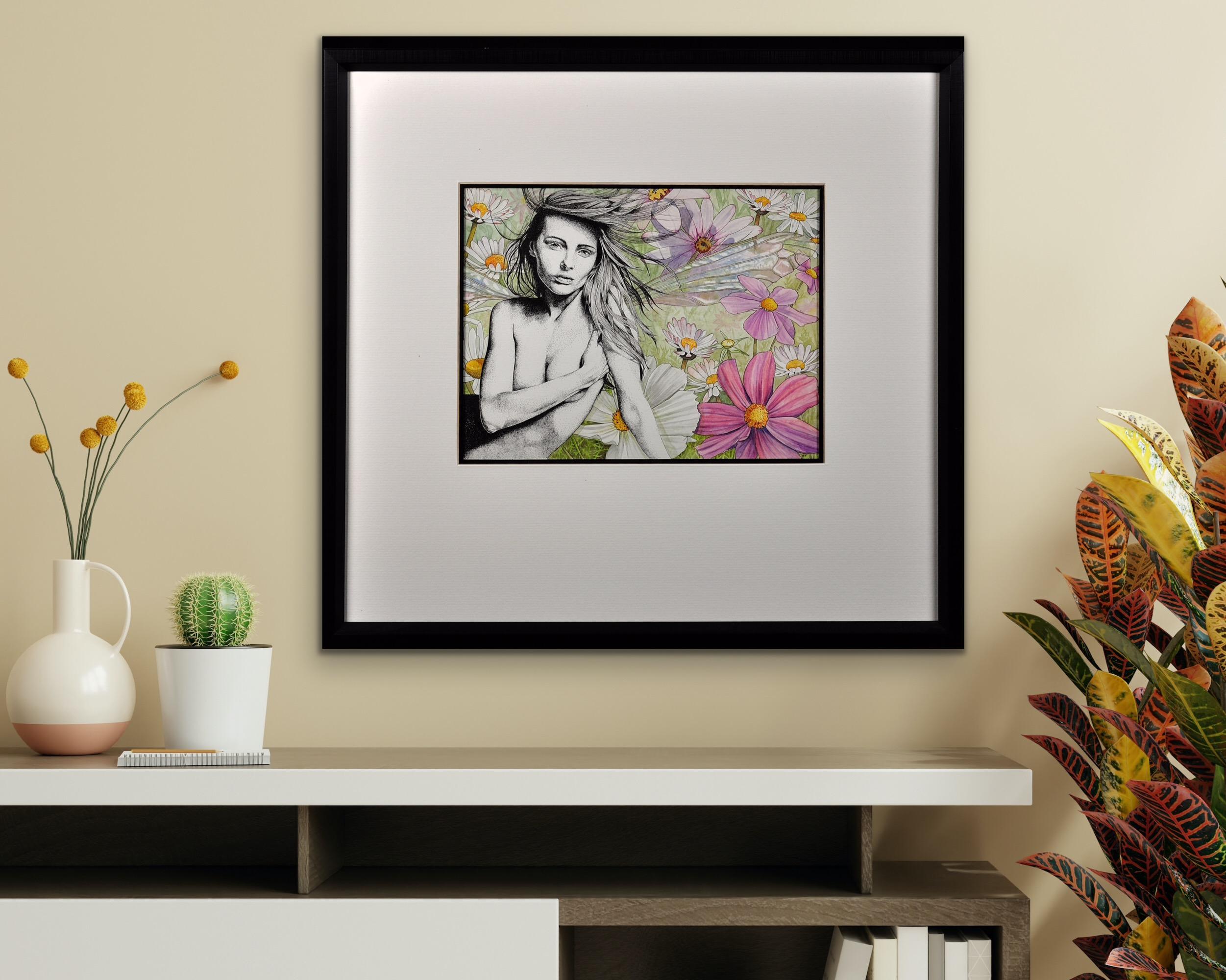 Siren. Original Contemporary.Watercolor Painting.Fairy.Mythical.LP Cover-esque For Sale 2