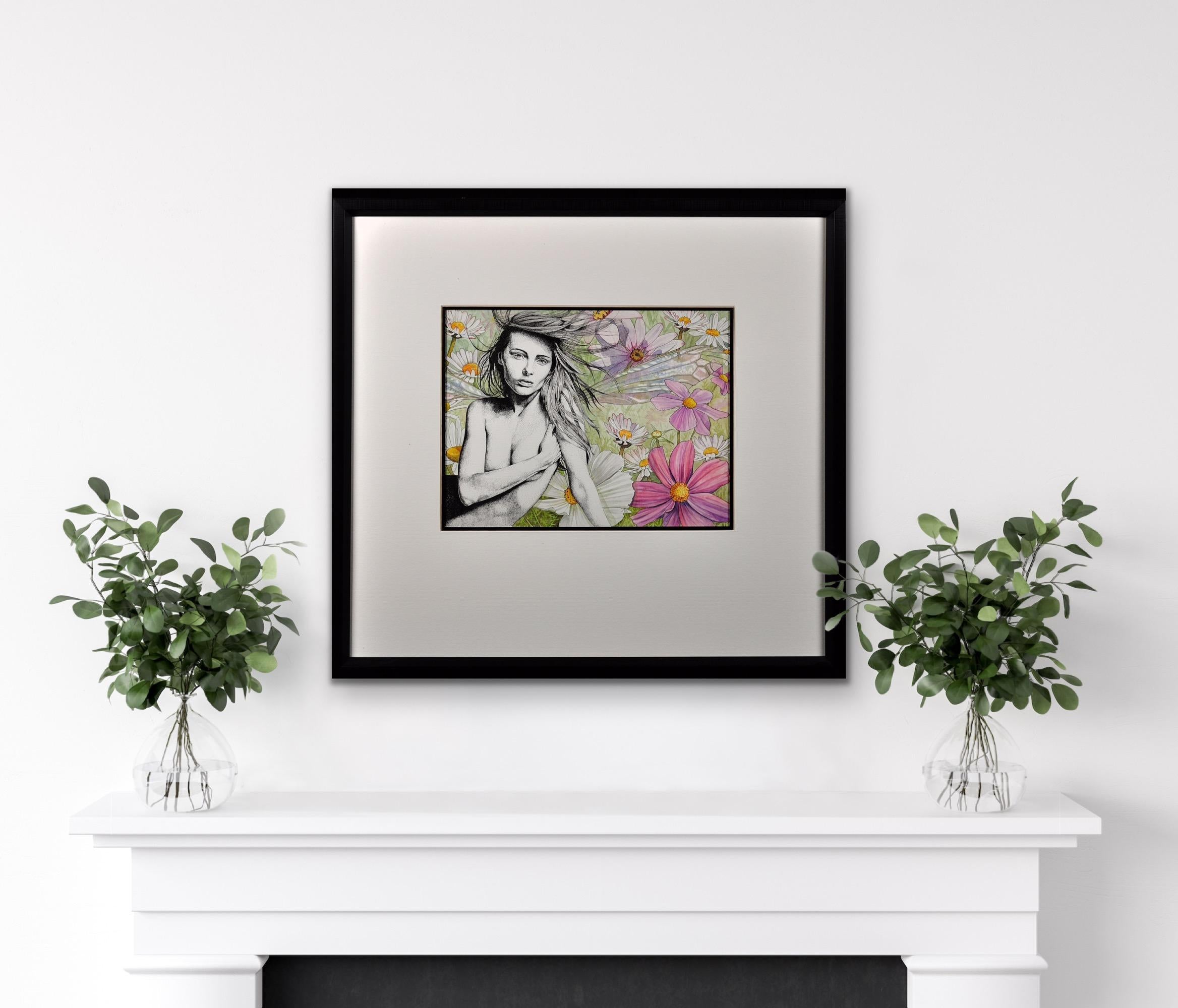 Siren. Original Contemporary.Watercolor Painting.Fairy.Mythical.LP Cover-esque For Sale 4