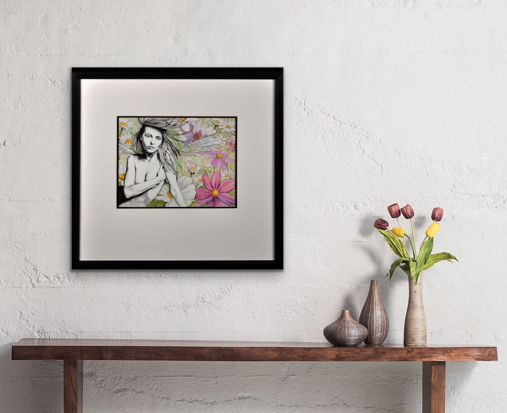 Siren. Original Contemporary.Watercolor Painting.Fairy.Mythical.LP Cover-esque For Sale 8