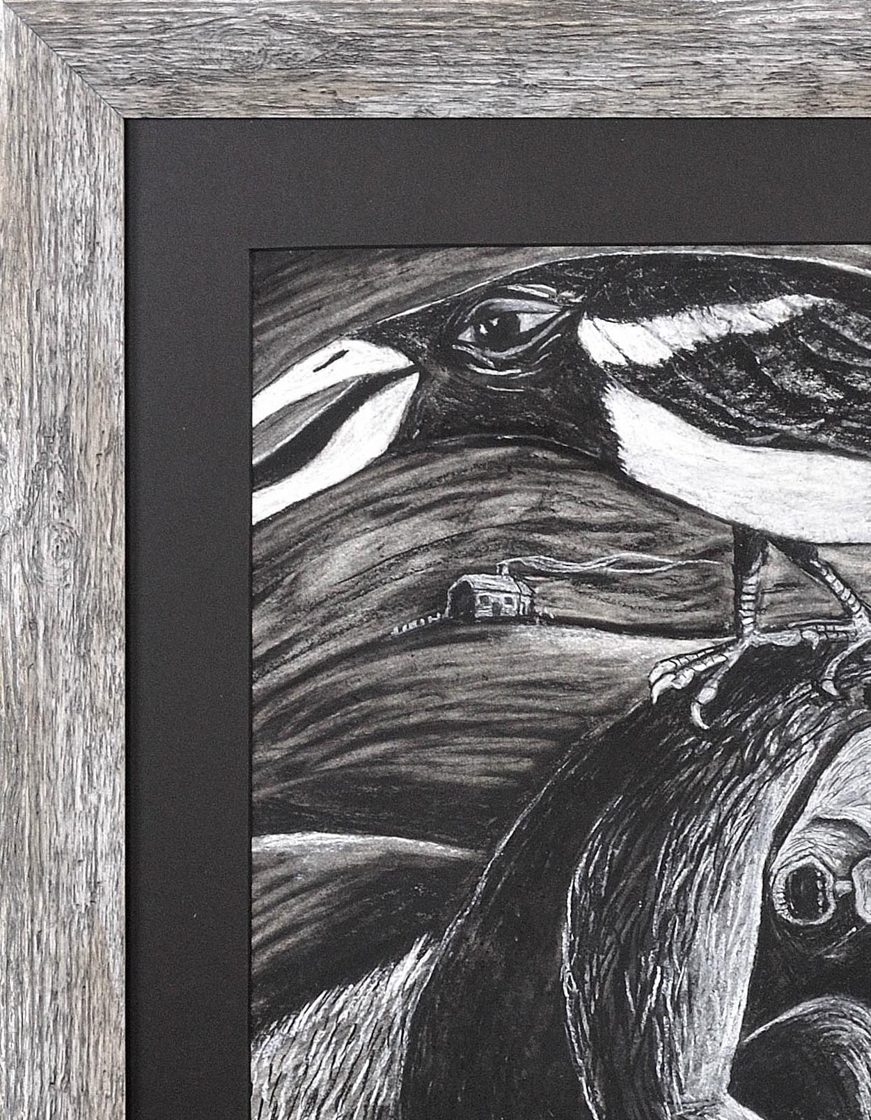 The Thief. Original Drawing.Welsh Artist. Magpie.Late 20th Century.Black & White For Sale 18