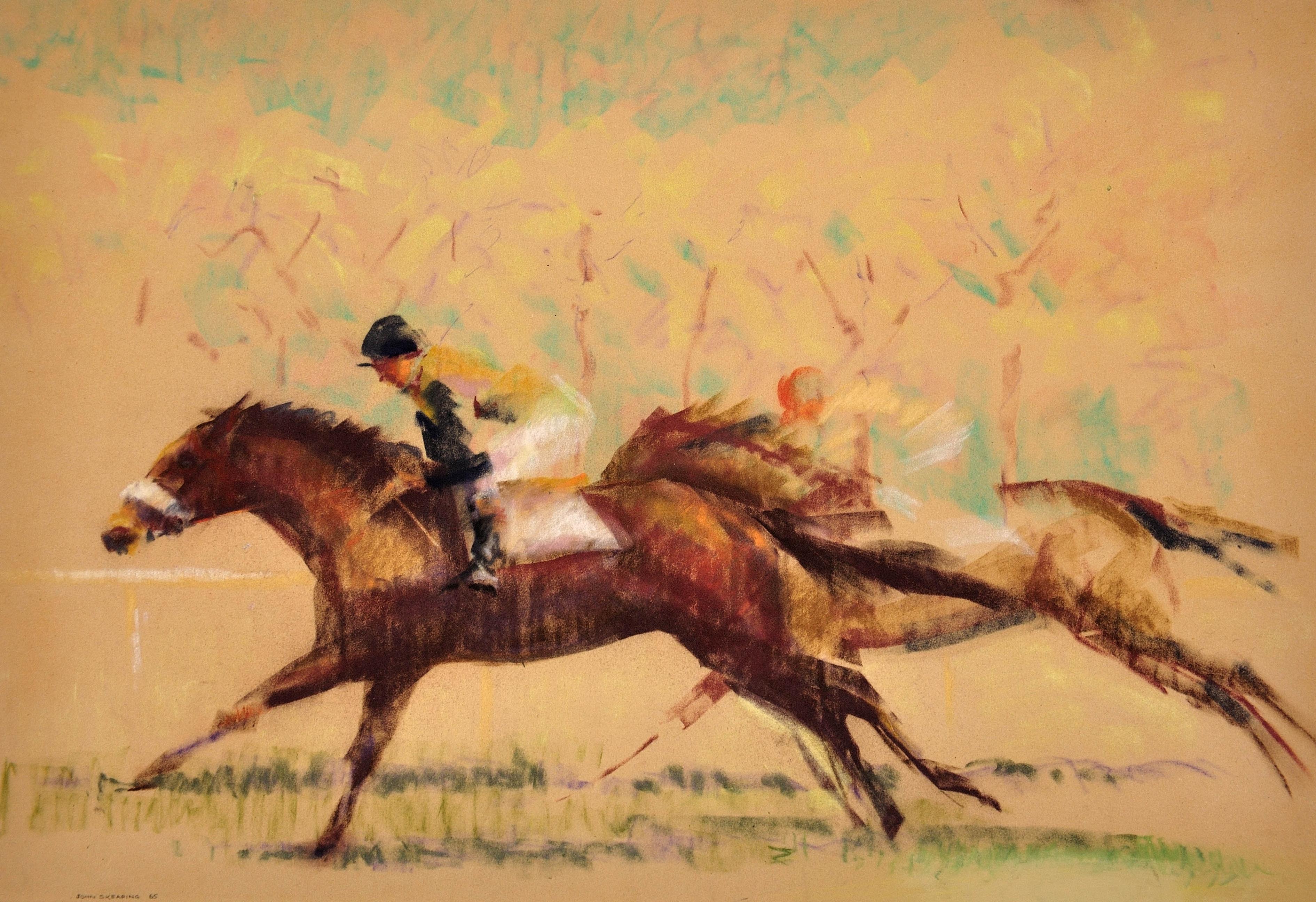 Dans la dernière ligne droite. 1965. chevaux de course. Equine.Jockeys.Horse Racing.Racetrack. - Art de John Rattenbury Skeaping